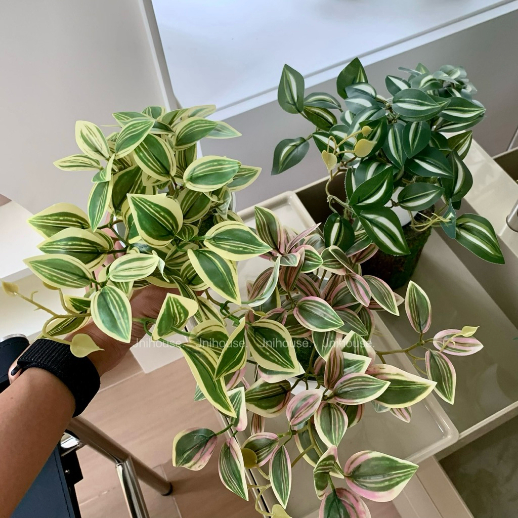 [พร้อมส่ง] Jnihouse : (รุ่นสั้น)ต้นก้ามปูด่างประดิษฐ์+กระถางพลาสติกขาว