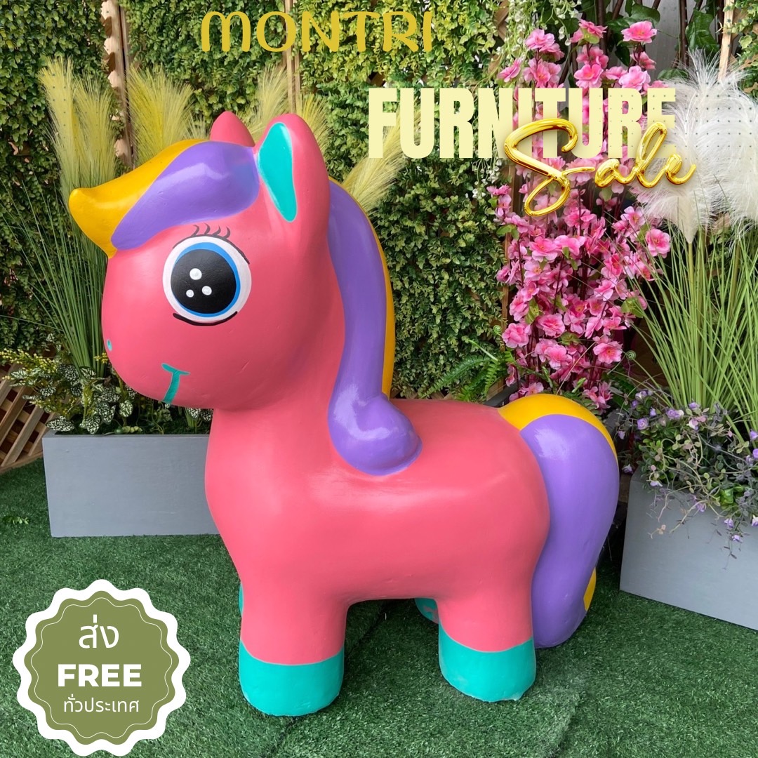 ตุ๊กตาแต่งรูปม้าโพนี่ รูปปั้นม้ายูนิคอร์น ตุ๊กตาแต่งสวน รูปปั้นม้าโพนี่แต่งสวน ตุ๊กตาแต่งสวนรูปม้าโพนี่ set 4 ตัว สุดคุ้ม