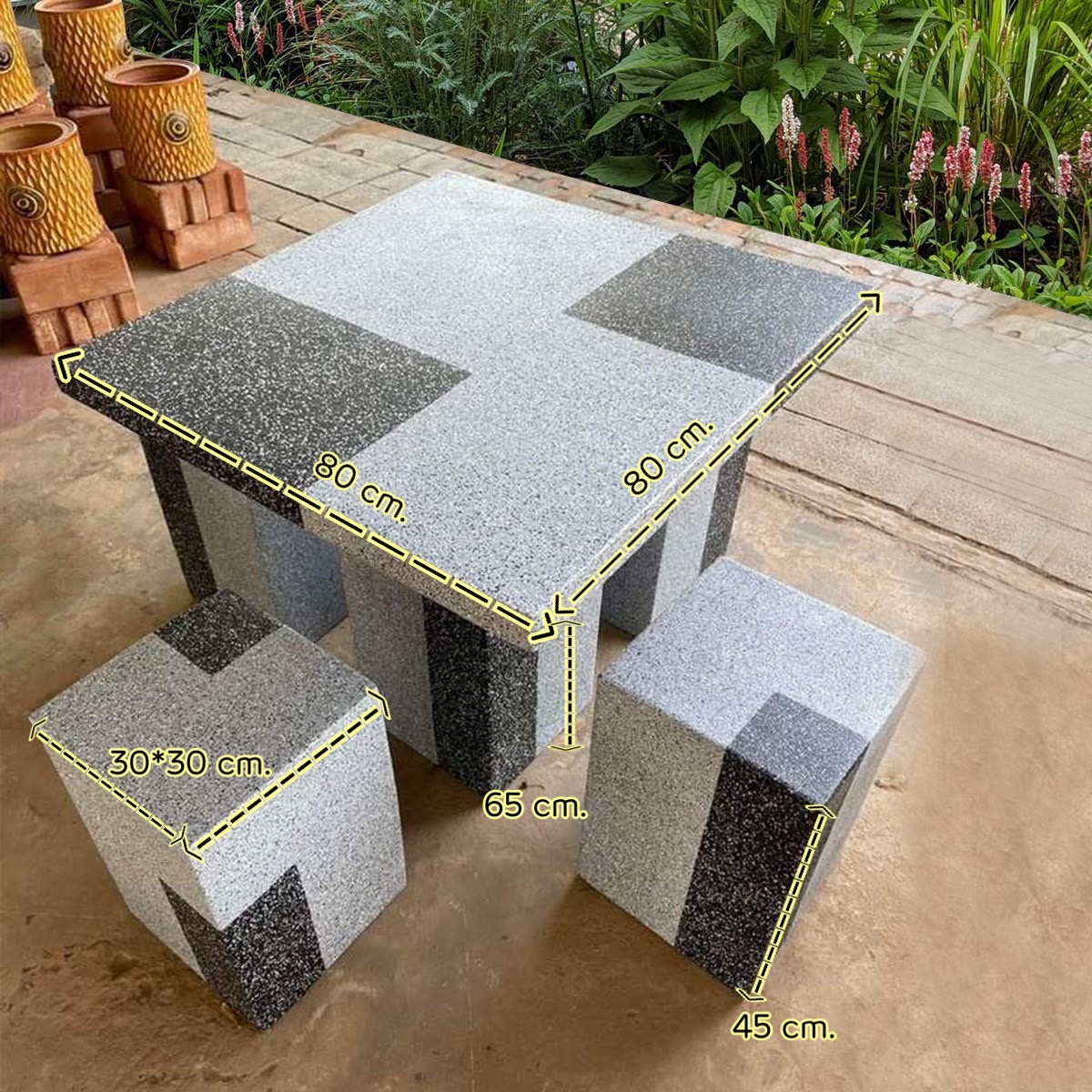 ชุดโต๊ะสนามกลางแจ้ง โต๊ะสนาม ชุด 4 ที่นั่ง ลายหินอ่อน เหมาะสำหรับวางในพื้นที่จำกัด แข็งแรงทนแดด ทนฝน รุ่น Suu22