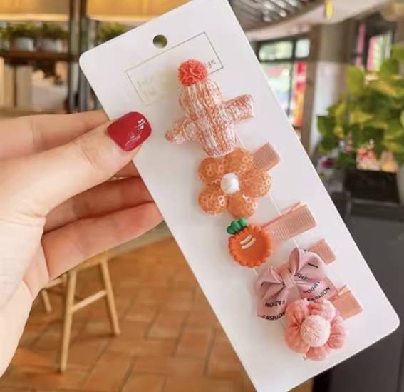 💗มาหยากิ๊ฟช้อป💗 กิ๊บติดผม 5 ชิ้น รูปหัวใจ โบว์ ขนาด 5 ซ.ม. คละสี น่ารัก สำหรับเด็กและ ผู้หญิงทั่วไป