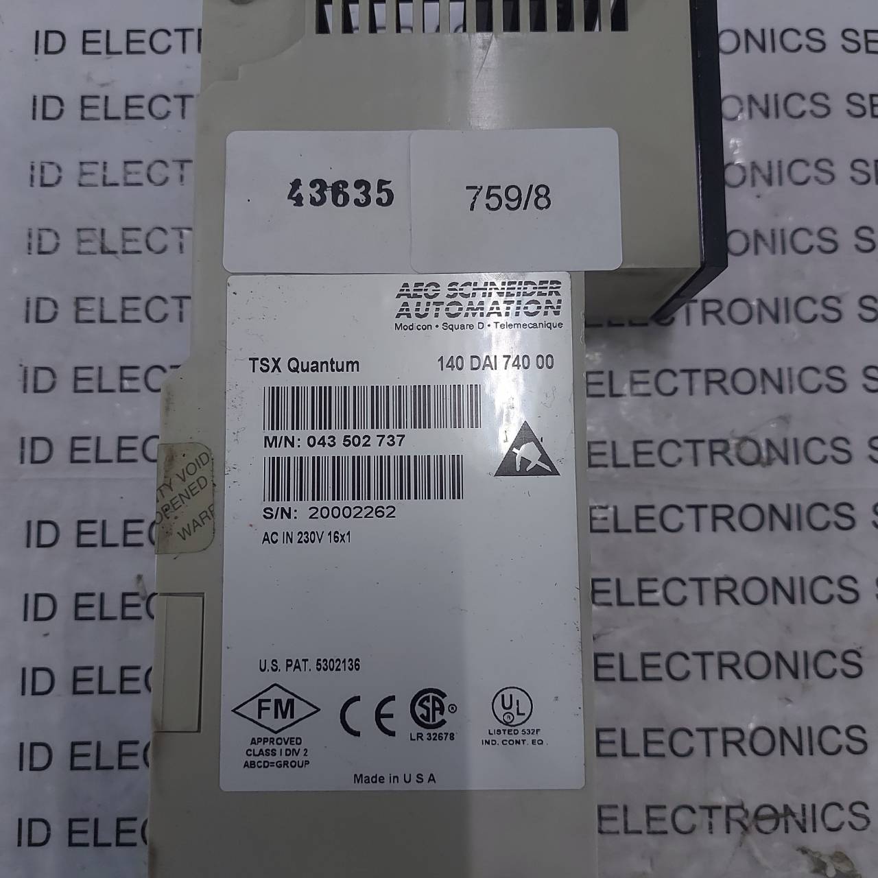 PLC " SCHNEIDER " MODEL : 140 DAI 740 00