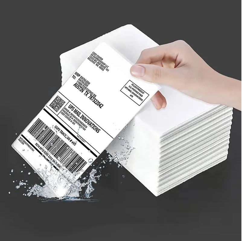 สติ๊กเกอร์บาร์โค้ด กระดาษความร้อน สำหรับปริ้นใบปะหน้า ขนาด 100x150x500 มม แบบพับ