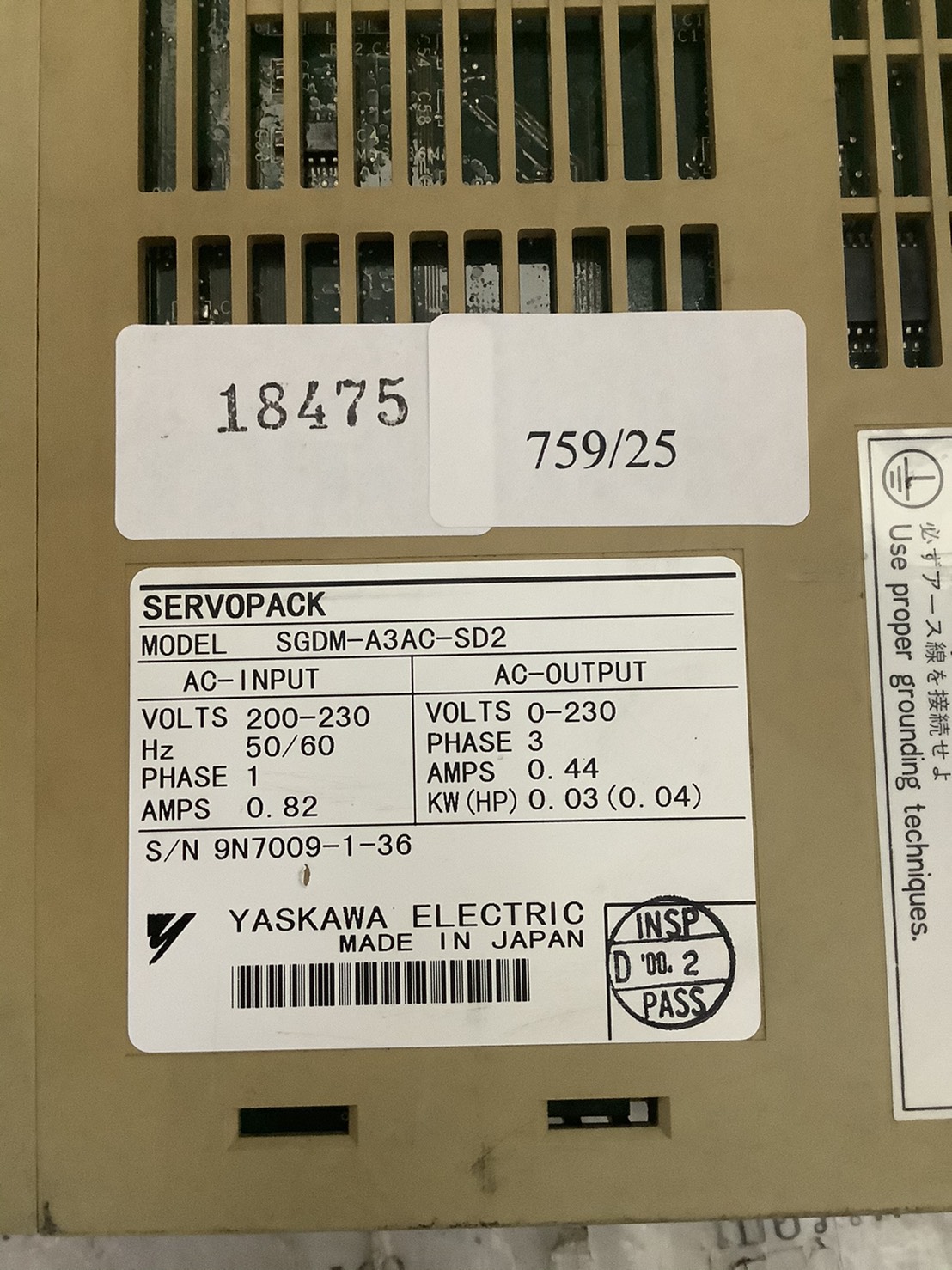 SGDM-A3AC-SD2 DRIVE "YASKAWA"