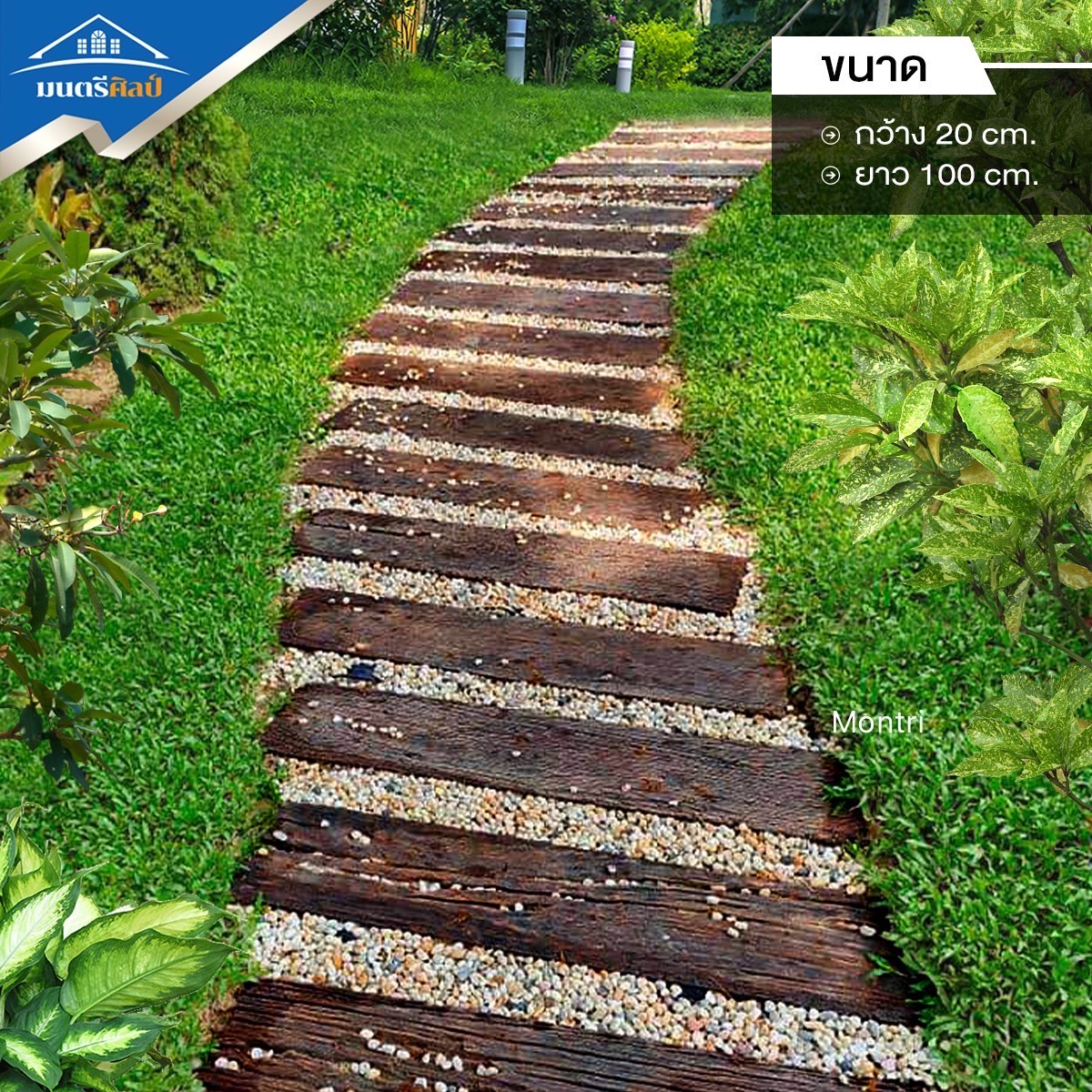 แผ่นปูทางเท้า ลายไม้กันลื่น NatureStep ขนาด 20x100x5 cm. แพ็กเกจสุดคุ้ม 1 ชุด มี 10 แผ่น