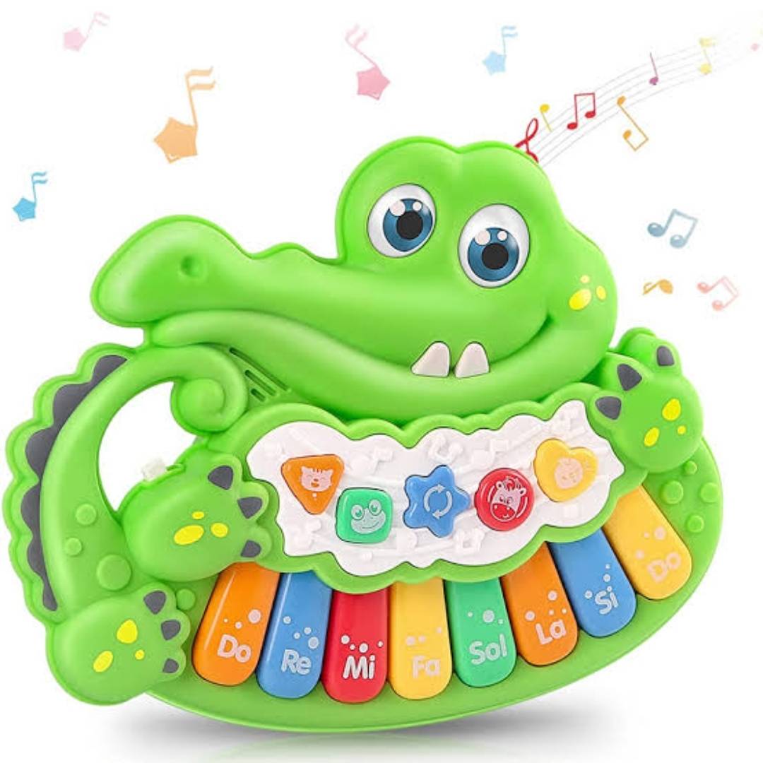 ของเล่นดนตรี เปียโนเล่นเพลงของเล่นและเสียงไฟ ลายจระเข้ น่ารัก พร้อมจัดส่ง
