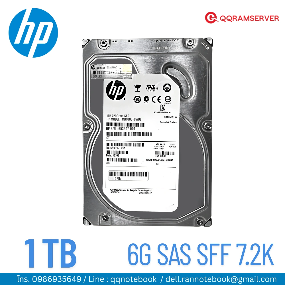 HDD Server HP Proliant DL60 G9 1TB SAS 7.2K 6G ฮาร์ดดิสก์ Server
