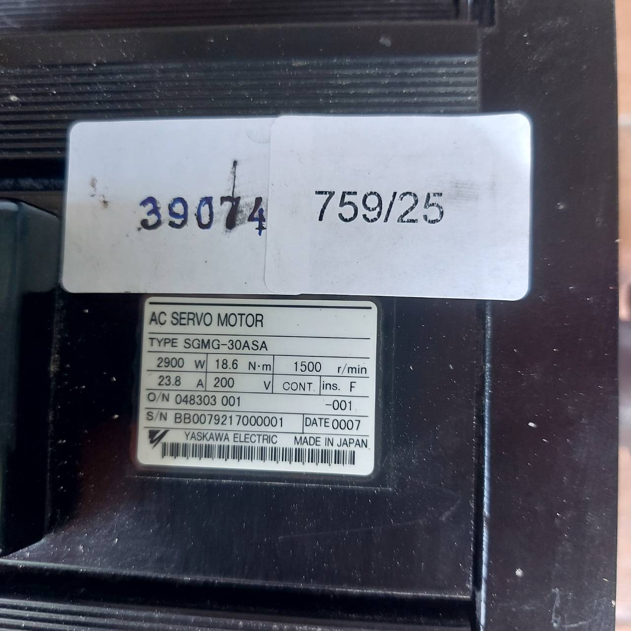 จำหน่าย ขาย ซ่อม SERVO MOTOR YASKAWA SGMG-30ASA
