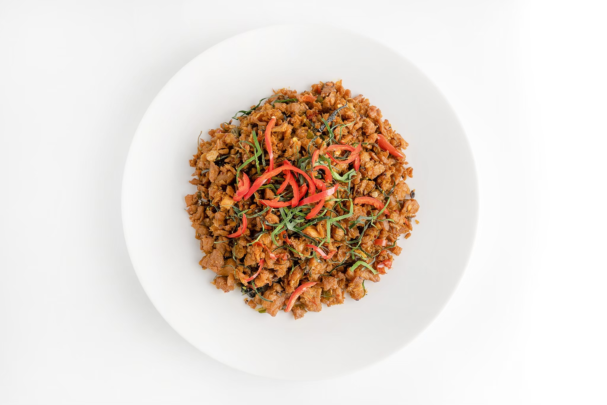 คั่วกลิ้งสูตรเจ (Mushroom and vegan porkless stir fried with curry paste)