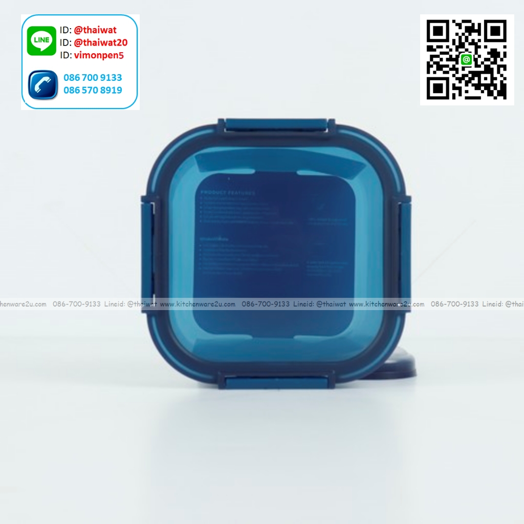 P12262 Super Lock กล่องแก้วถนอมอาหาร ทรงจตุรัส ความจุ 800 มล. (16.8*16.7*6.8 cm) สีฟ้า รุ่น 6218 ราคาขายส่งต่อ 1 โหล: 12 ใบ : เฉลี่ย 90 บต่อใบ
