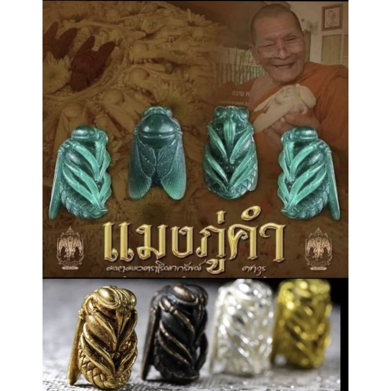 แมงภู่คำ เนื้อชนวนมวลสาร หลวงปู่ศิลา สิริจันโท ปี 2567 (เลข 2055)