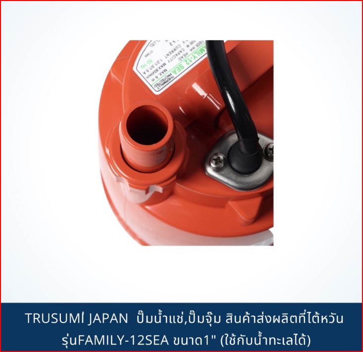 TSURUMI PUMP JAPAN ปั๊มน้ำแช่,ปั๊มจุ๊ม สินค้าส่งผลิตที่ไต้หวัน รุ่นFAMILY-12SEA ขนาด1" (ใช้กับน้ำทะเลได้) SKU-00028