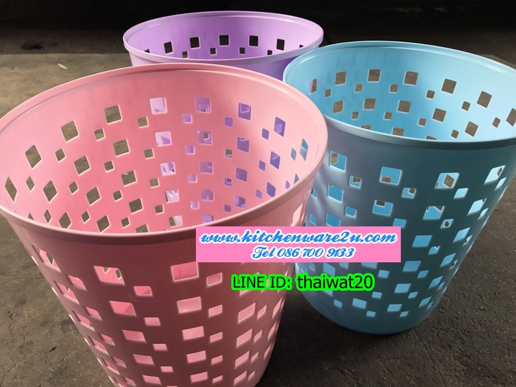 P10247 ตะกร้ากลมเอนกประสงค์ (21 x 21 x 24 cm) (ราคาส่งต่อ 1 โหล:12 ใบ:200 บ/โหล) ขายส่งทุกอย่าง 20 บาท
