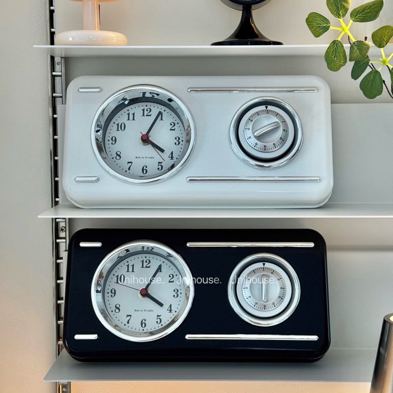 [พร้อมส่ง] Jnihouse : Vintage Twin Dial Clock –นาฬิกาดีไซน์สองหน้าปัดแบบย้อนยุค