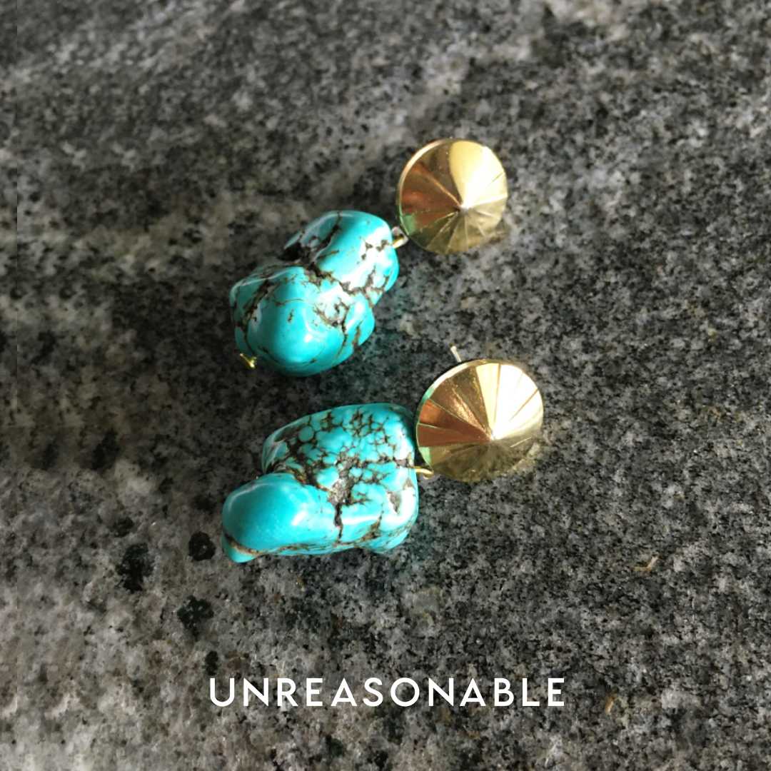 ต่างหู สี Turquoise ต่างหูคลิป ต่างหูก้านเงินแท้ น้ำหนักเบา สวยใส่สบาย UA0777-01 Unreasonable Accessories