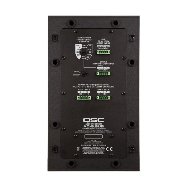 QSC AD-S.SUB-BK ตู้ลำโพงซับวูฟเฟอร์ ติดผนัง 6.5 นิ้ว 100 วัตต์ ลําโพงซับวูฟเฟอร์