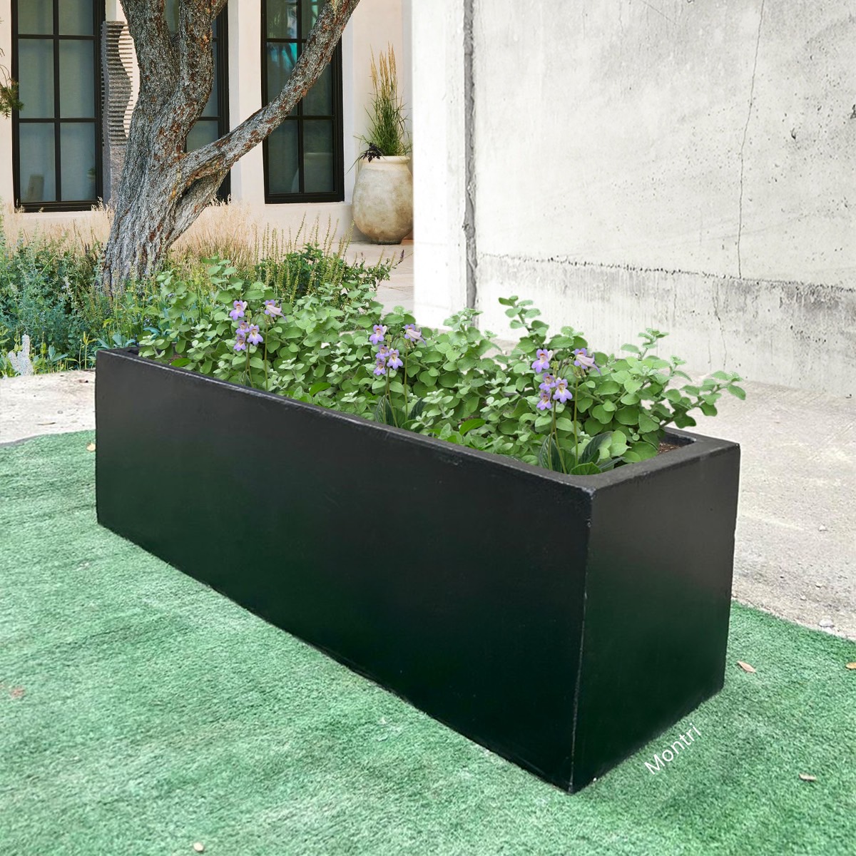 กระถางต้นไม้ กระถางทรงรางยาว จำนวน 10 ใบ ลงสีคุณภาพพร้อมเคลือบเงาสามารถวางได้ทั้งกลางแจ้งและในร่ม ขนาด 30*100* cm. วัสดุเป็นปูน