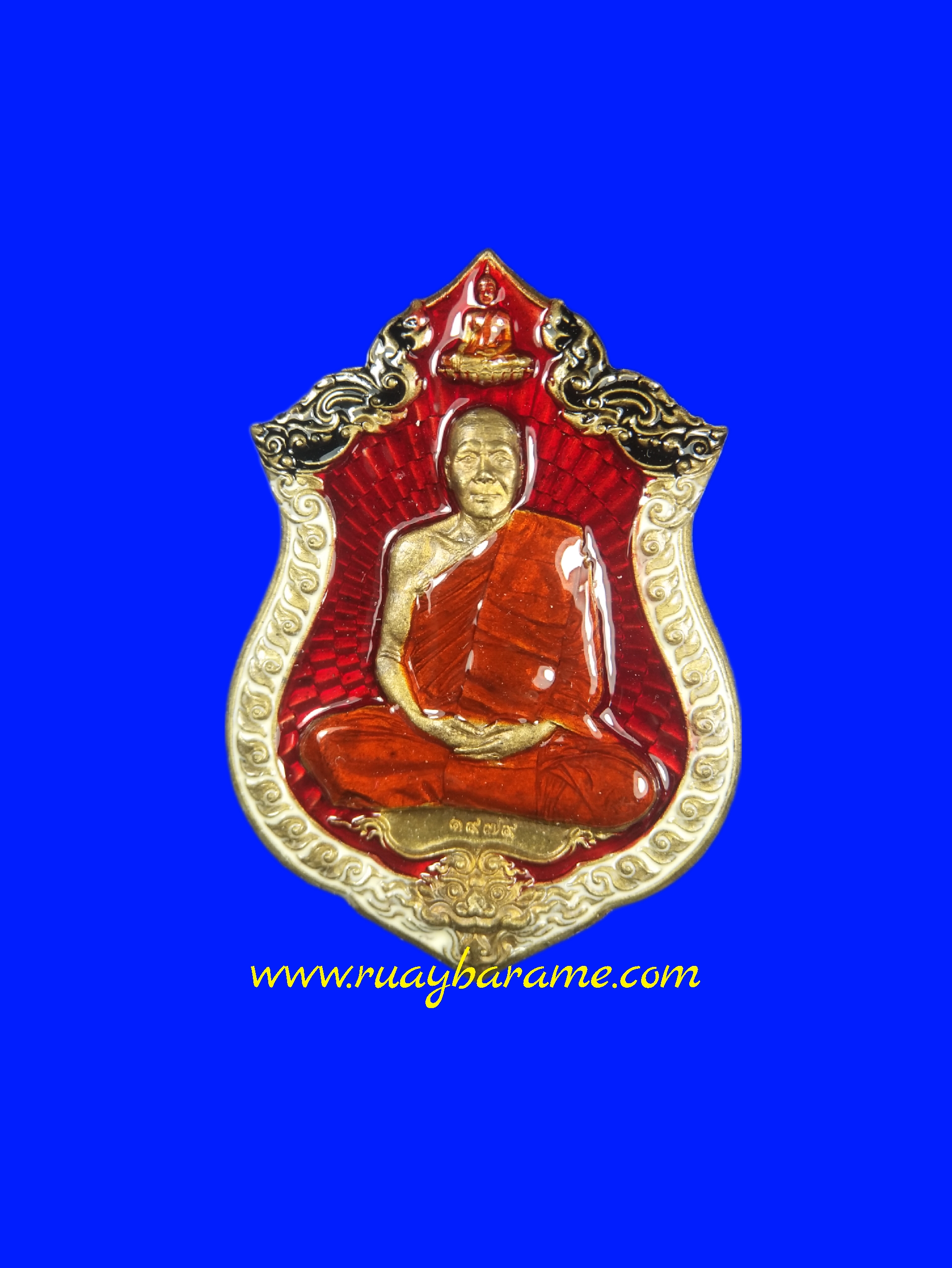 เหรียญเศรษฐีพันล้าน หลวงพ่อทอง วัดบ้านไร่ เนื้อชนวน 108 ลงยา 3 สี