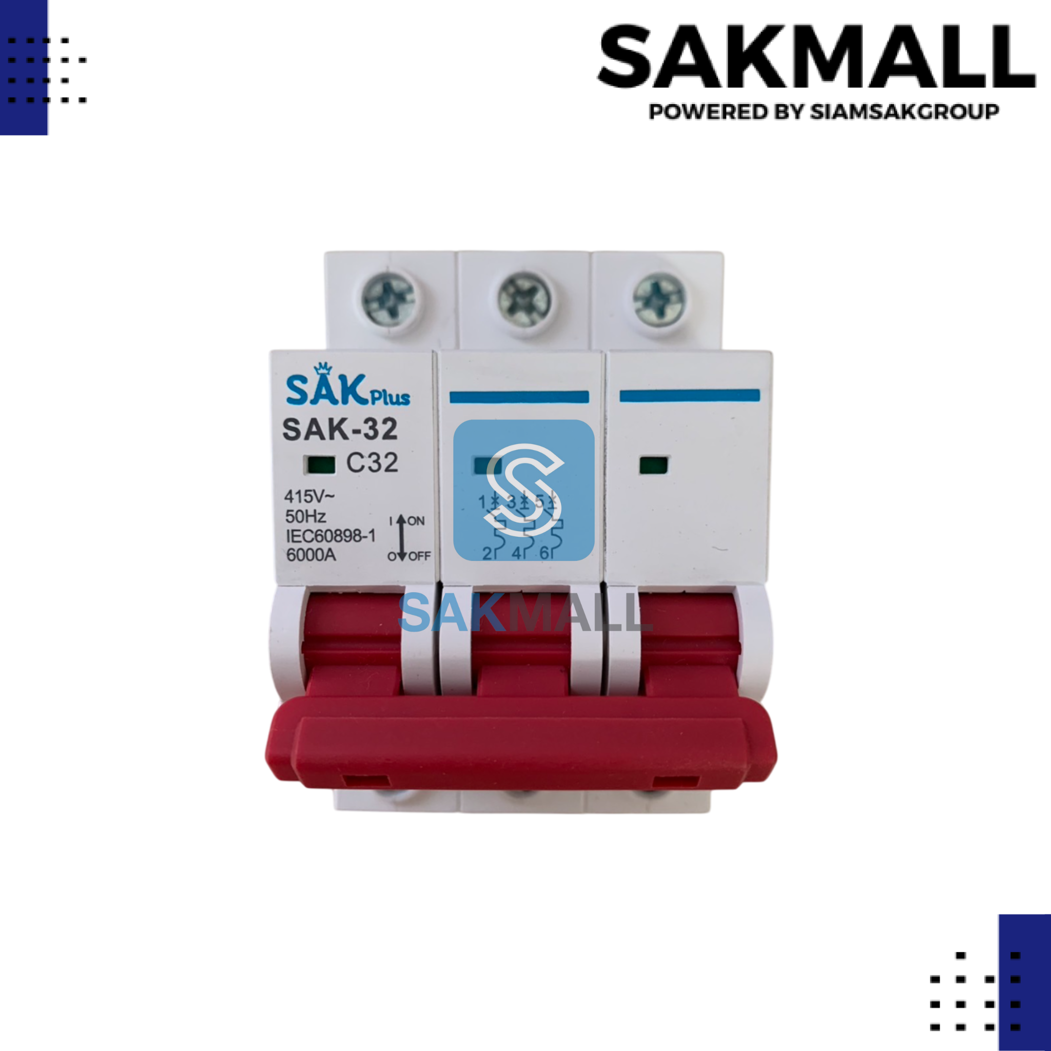 เบรกเกอร์ AC 415V. 50HZ. 3P 32A sak plus