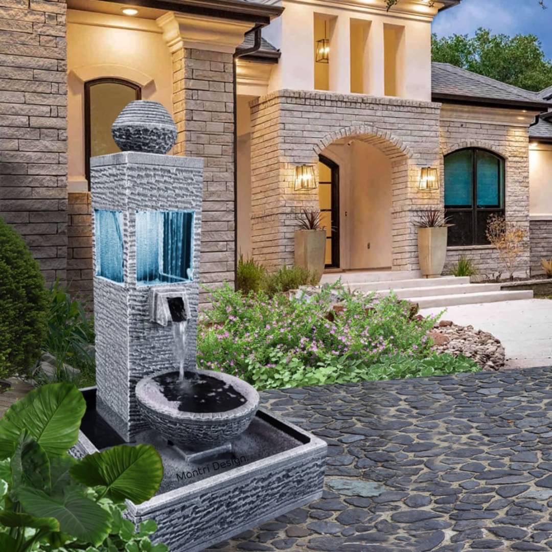 น้ำล้นจัดสวน น้ำล้นตั้งพื้น 3 in 1 มีทั้งน้ำล้น เส้นน้ำสายฝน และลิ้นน้ำตก ครบจบในที่เดียว