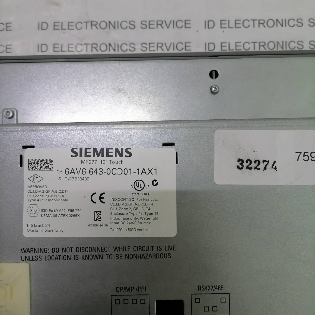 จำหน่าย 6AV6 643-0CD01-1AX1 (MP277) HMI "SIEMENS"