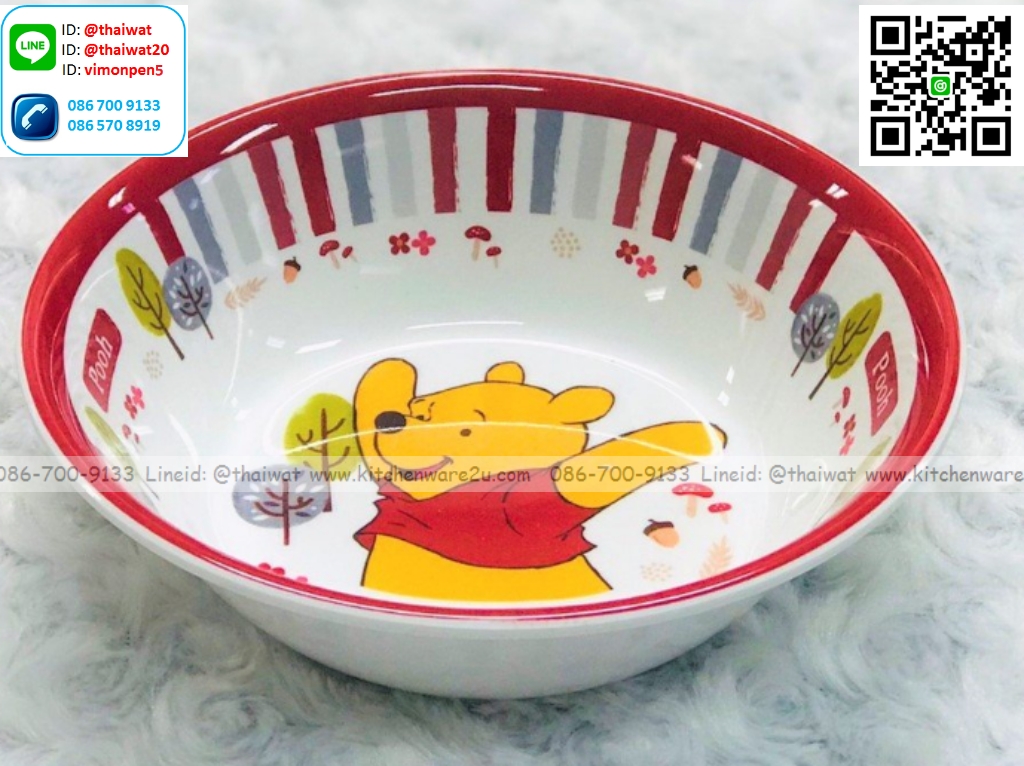 P09048 ชามกลมป้อนข้าว 5.5 นิ้ว ลายหมีพูห์ เมลามีนและลิขสิทธิ์แท้ Flowerware เครือซูปเปอร์แวร์ No.ฺB2633-5.5 No.ฺB2633-5.5 (ราคาขายส่งต่อ 12 ใบ: เฉลี่ย 70 บต่อใบ)