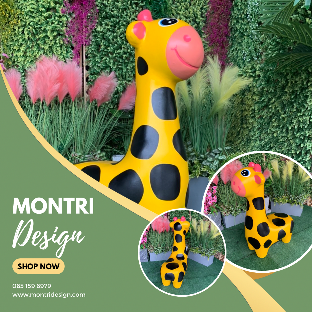 เก้าอี้ปูนรูปยีราฟ เก้าอี้รูปยีราฟ ม้านั่งสนามในสวน ม้านั่งปูนรูปยีราฟ