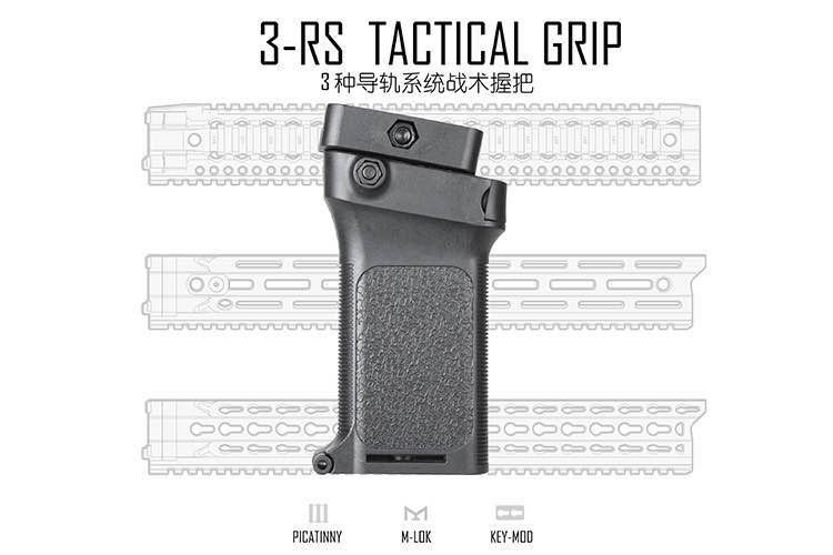 กริ๊ปมือหน้า 3-RS Tactical รองรับราง 3 แบบ (Picatinny,Keymod,M-Lok)