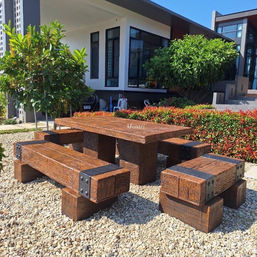 ชุดโต๊ะไม้หมอน โต๊ะสนามกลางแจ้ง ขนาด 180*90 cm. งานแข็งแรงคงทน ทนแดด ทนฝน ใช้งานได้ในระยะยาว จัดส่งทั่วประเทศ