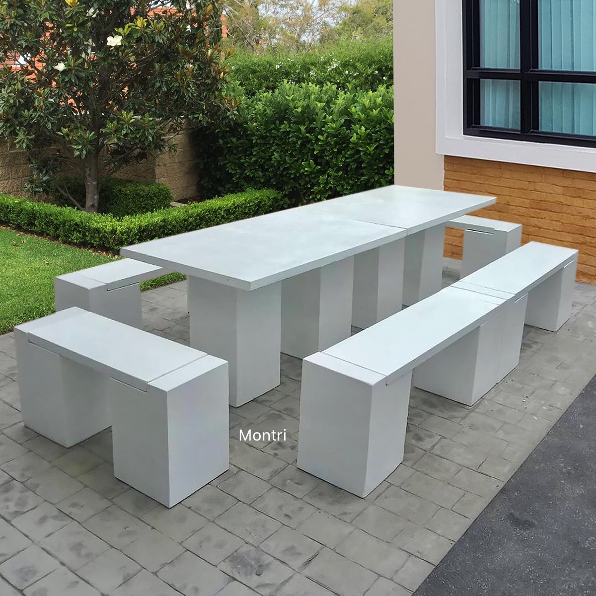 โต๊ะสนามในสวน งานเป็นปูนแผ่นเสริมเหล็ก ใช้สีอะคริลิค ไร้กลิ่น ทนแดดทนฝน พื้นที่ใกล้เคียงจัดส่งภายใน 7 - 14 วัน