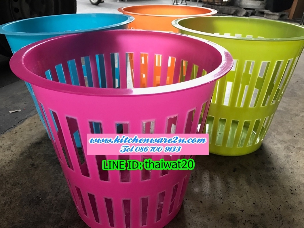 P10194 ตะกร้ากลมเอนกประสงค์ (28*28*27 cm) สีสวย เกรดเอ No.483 ราคาส่งต่อ 1 โหล:12 ใบ:(210 บ/โหล ขายส่งทุกอย่าง 20 บาท