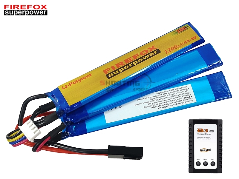 Set แบตลิโพ Firefox 20c 1200mAh 11.1v (แยกเซลล์) พร้อมเครื่องชาร์จ B3