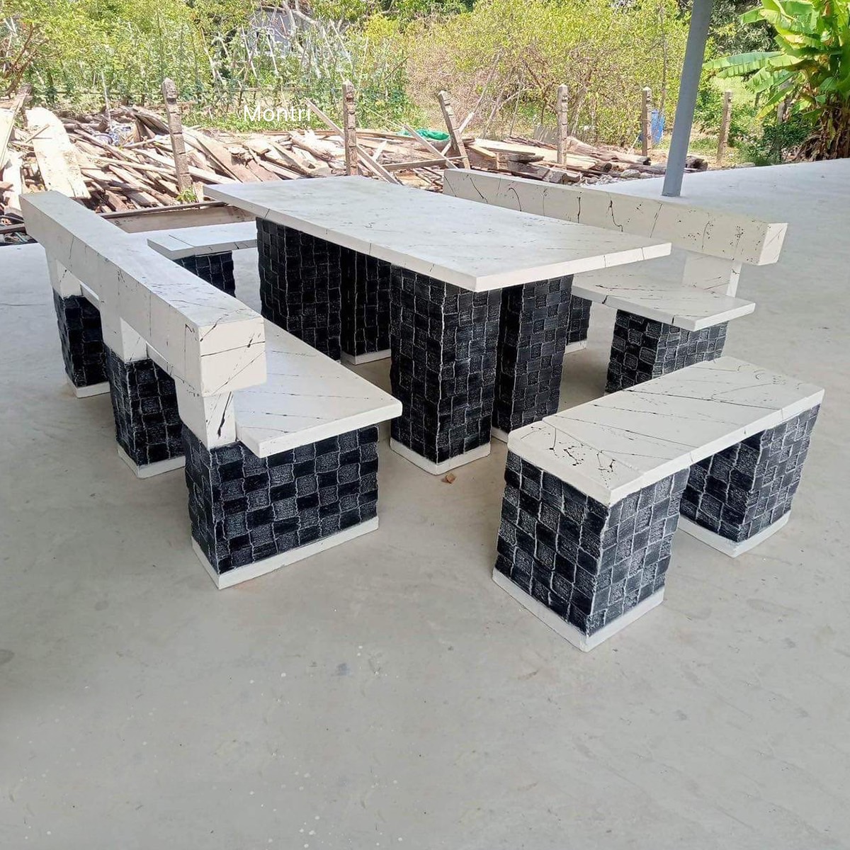 ชุดโต๊ะสนาม รุ่น Modern white โต๊ะสนาม ชุดโต๊ะสนามกลางแจ้ง โต๊ะสนามกลางแจ้ง ชุดโต๊ะพนักพิง ขนาด 180*80 cm.