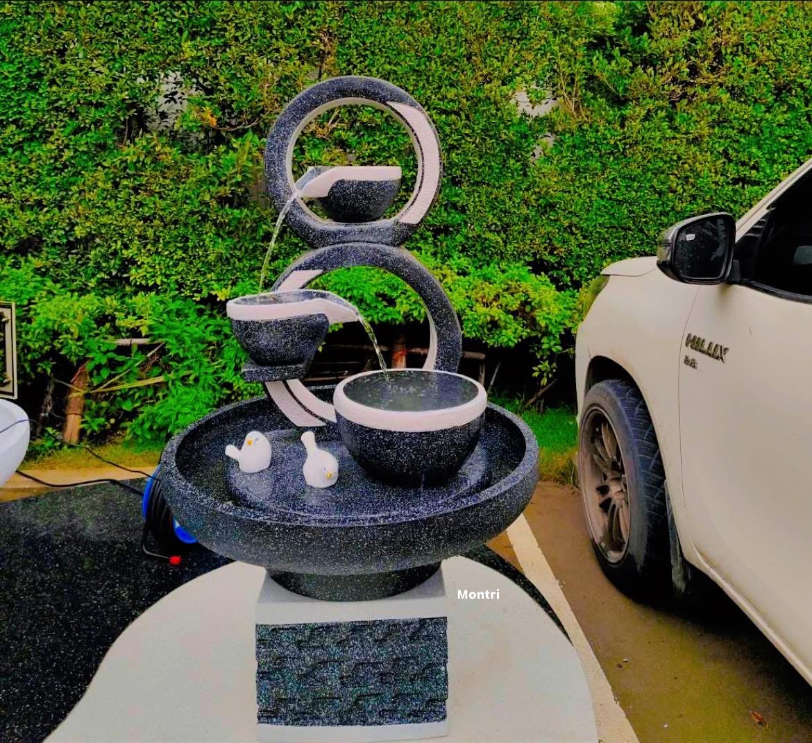 น้ำตกแต่งสวน รูปทรงเลข 8 เสียงน้ำไหลแห่งความสุขและพลังบวก