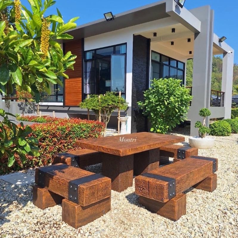 ชุดโต๊ะไม้หมอน โต๊ะสนามกลางแจ้ง ขนาด 180*90 cm. งานแข็งแรงคงทน ทนแดด ทนฝน ใช้งานได้ในระยะยาว จัดส่งทั่วประเทศ