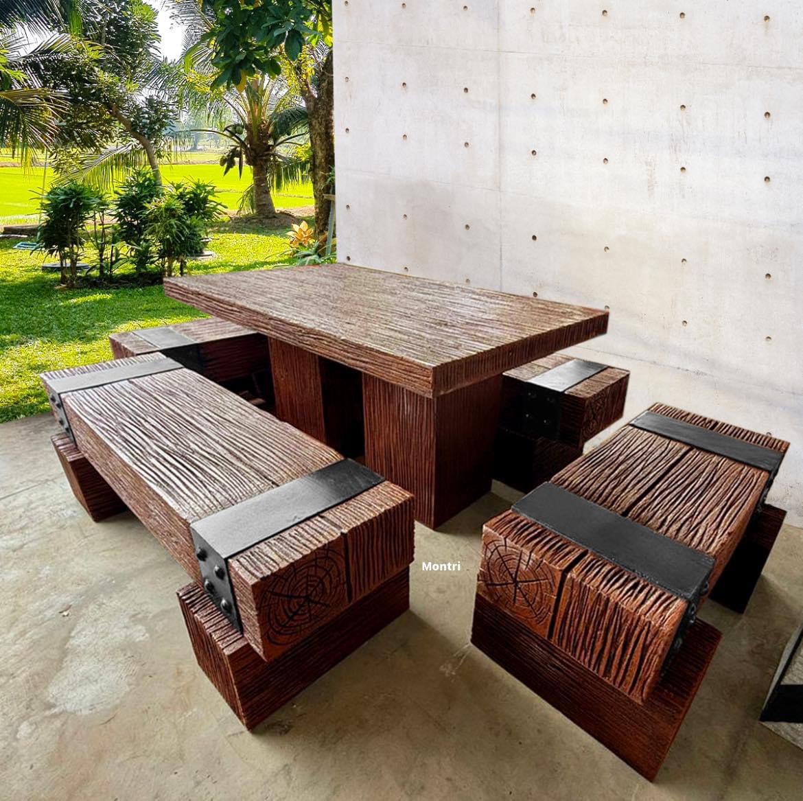 ชุดโต๊ะสนาม ไม้หมอน ขนาด 180*90 cm. นั่งได้ 10-12 คน ทนแดด ทนฝน วางได้ทั้งกลางแจ้งและในร่ม