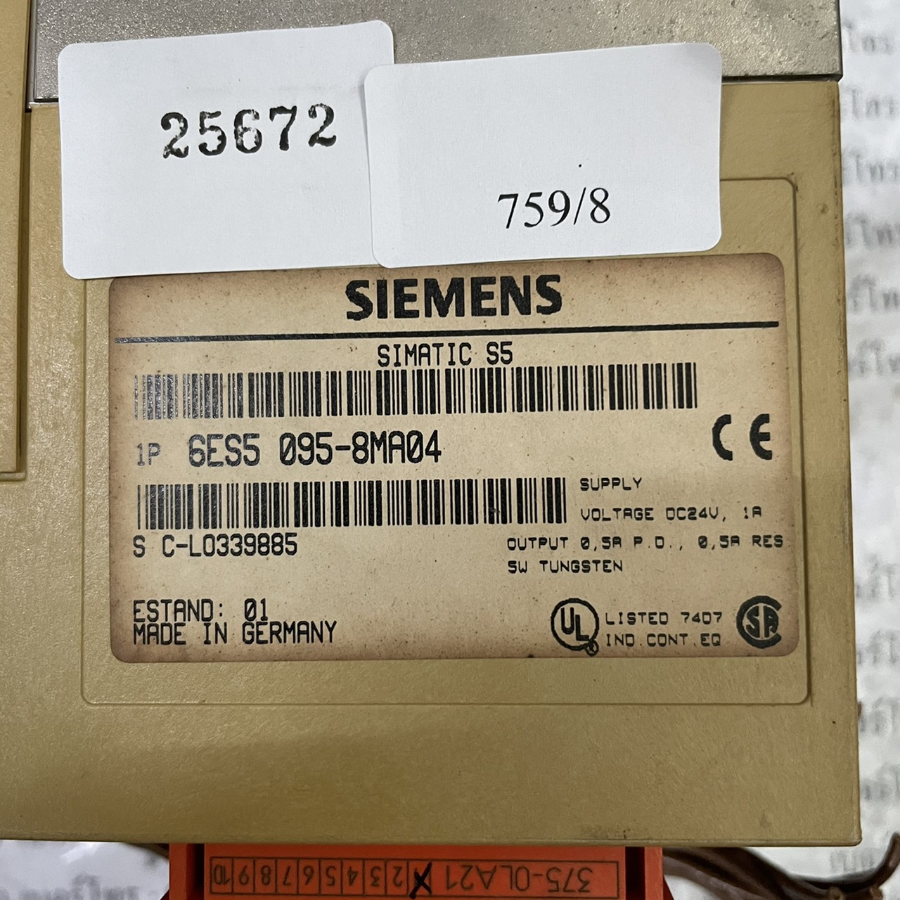 PLC " SIEMENS " MODEL : 6ES5 095-8MA04