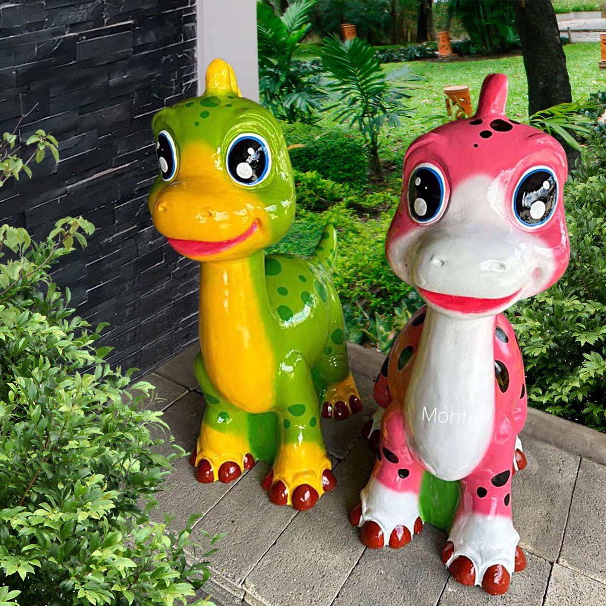 ชุดประติมากรรม "ไดโนคู่รัก" สร้างสีสันให้สวน เพิ่มความสดใสให้พื้นที่กลางแจ้งด้วยคู่ไดโนเสาร์สุดน่ารัก