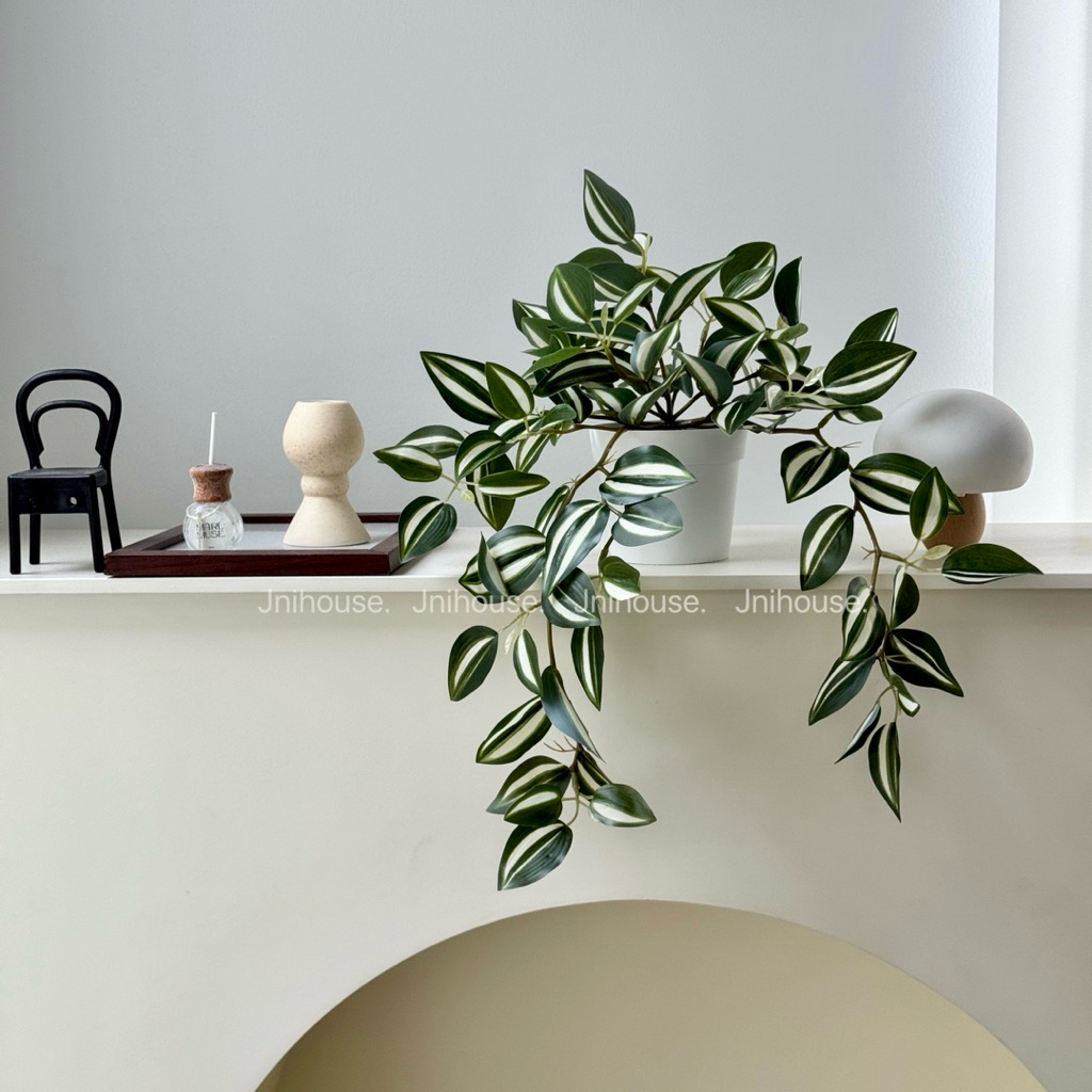 [พร้อมส่ง] Jnihouse : (รุ่นยาว)ต้นก้ามปูด่างประดิษฐ์+กระถางพลาสติกขาว