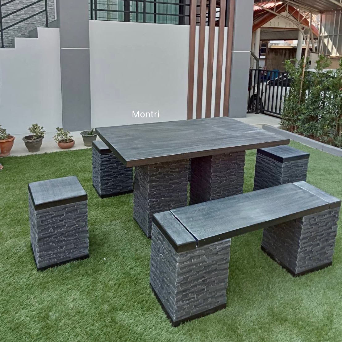ชุดโต๊ะสนาม โต๊ะสนามกลางแจ้ง สินค้าทำจากปูนเสริมเหล็ก ทนแดด ทนฝน ขนาด 120*80 cm.