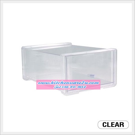 P05164 กล่องลิ้นชัก พลาสติกแข็งใส (25*33.5*16.5 cm) จัมโบ้ ดีไซน์ใหม่ พร้อมรูระบาย No.995 ราคาขายส่งต่อ 6 ใบ:เฉลี่ย 380 บต่อใบ