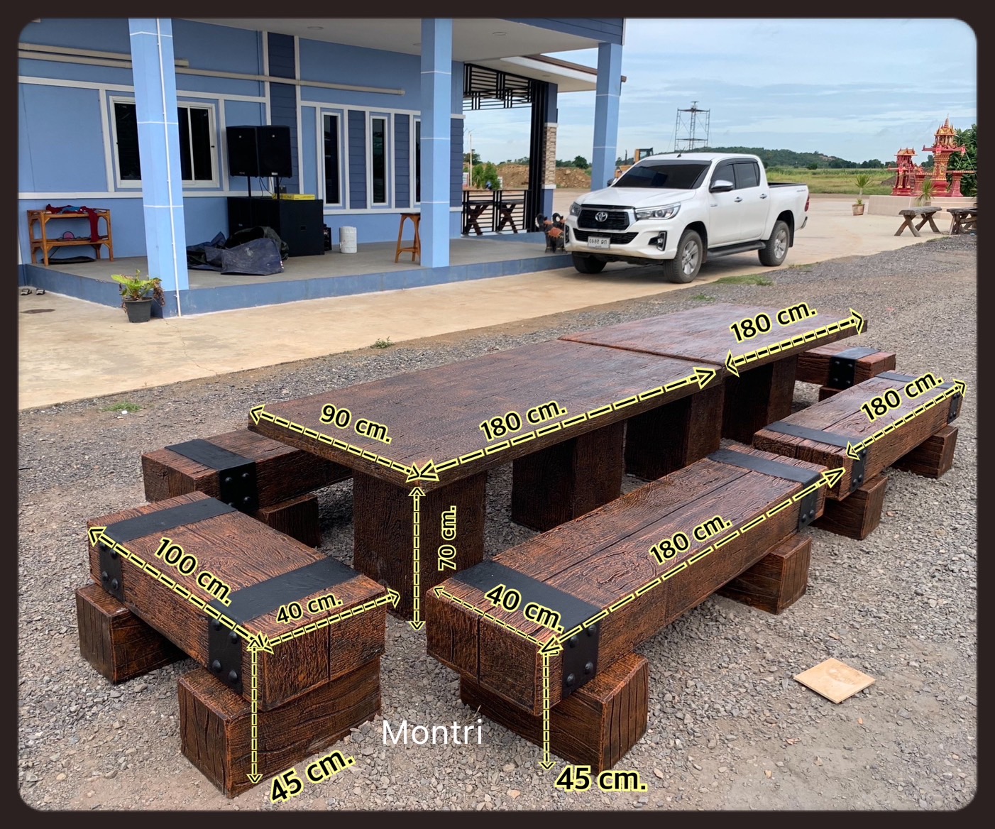 ชุดโต๊ะไม้หมอน ชุดโต๊ะไม้หมอน ขนาดยาว 3.6 เมตร นั่งได้ 18-20 ท่าน งานดีไซน์โดยคนไทย มีบริการจัดส่งพร้อมติดตั้งทั่วไทย