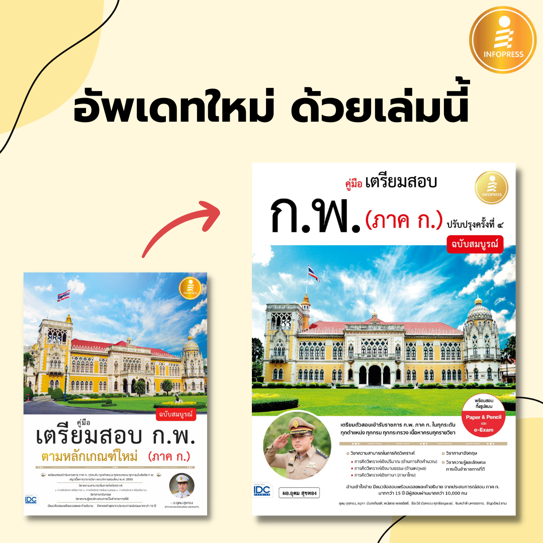 Infopress (อินโฟเพรส) คู่มือเตรียมสอบ ก.พ. ฉบับสมบูรณ์ ตามหลักเกณฑ์ใหม่ (ภาค ก.) - 70949