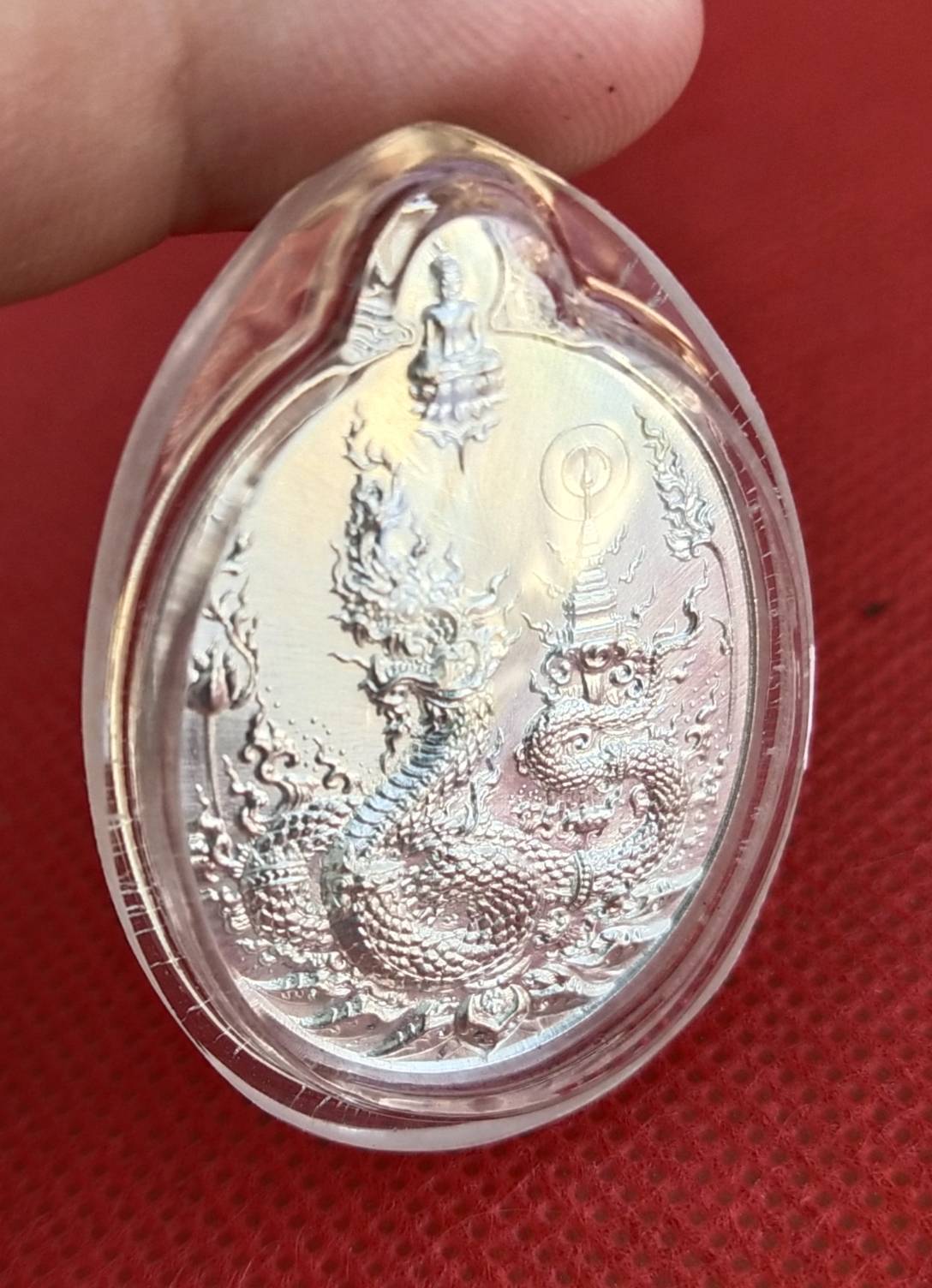 เหรียญพญานาค รุ่น "คลังสมบัติ" วัดศรีโคมคำ (วัดพระเจ้าตนหลวง) จ.พะเยา เนื้อเงิน ปี 2560