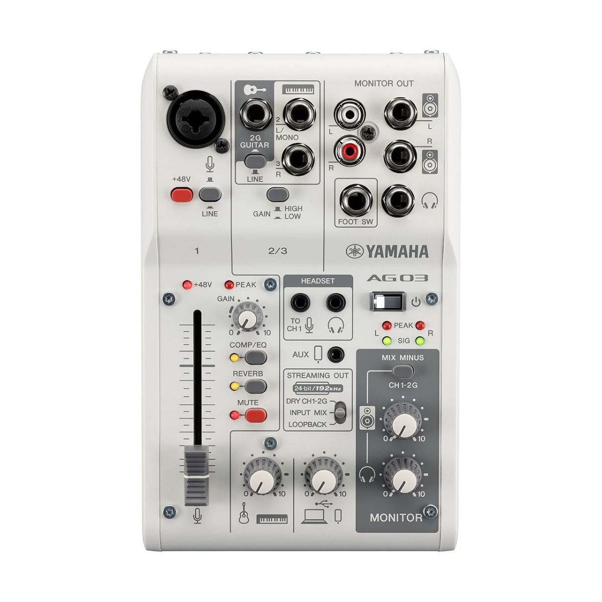 YAMAHA AG03MK2 3-Channel Live Streaming Loopback Audio USB Mixer (สีขาว)