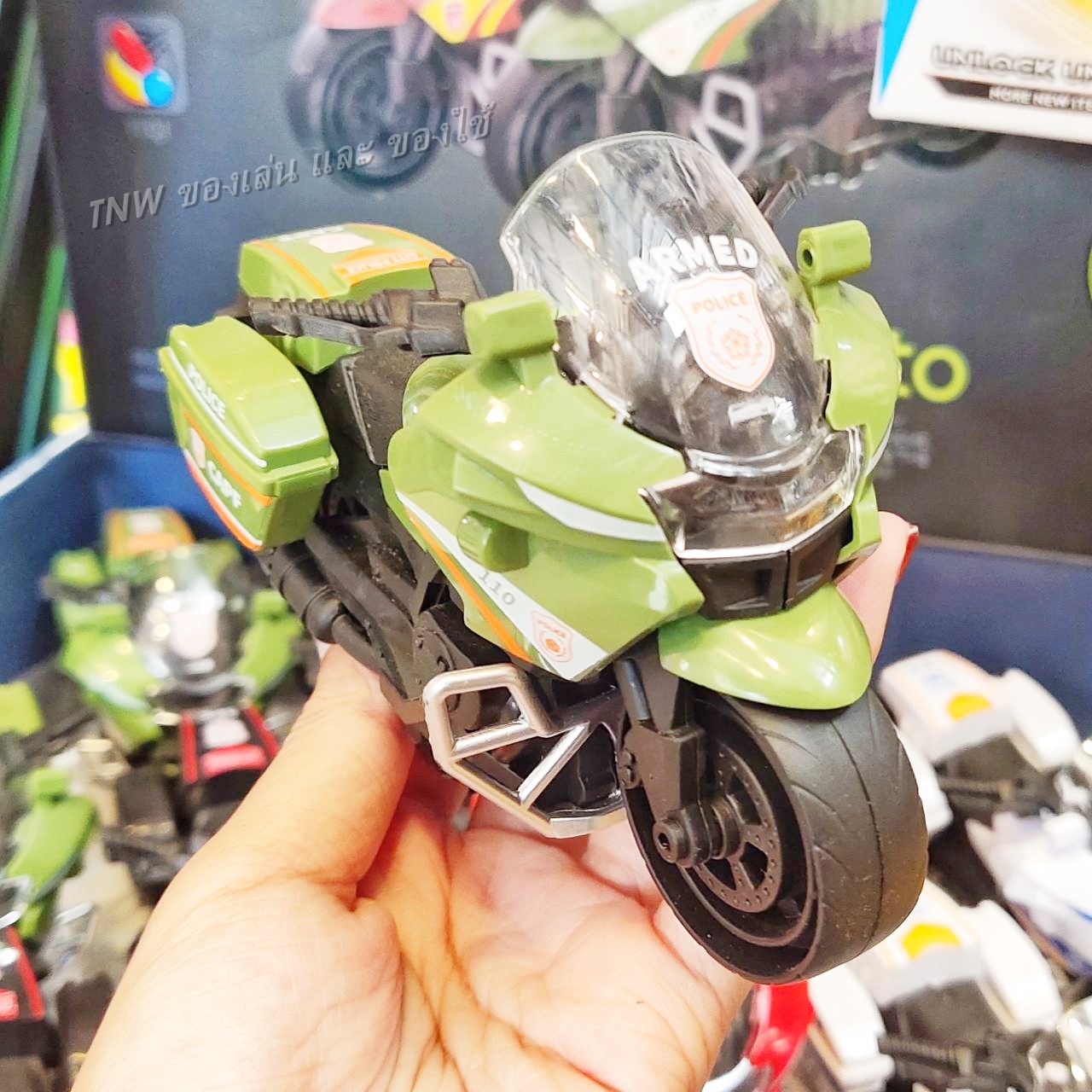 🏍 รถบิ๊กไบค์ของเล่น รถตำรวจ ของเล่นเด็ก รถจำลองอาชีพ เปิดกล่องข้างรถได้ คละสี 🏍