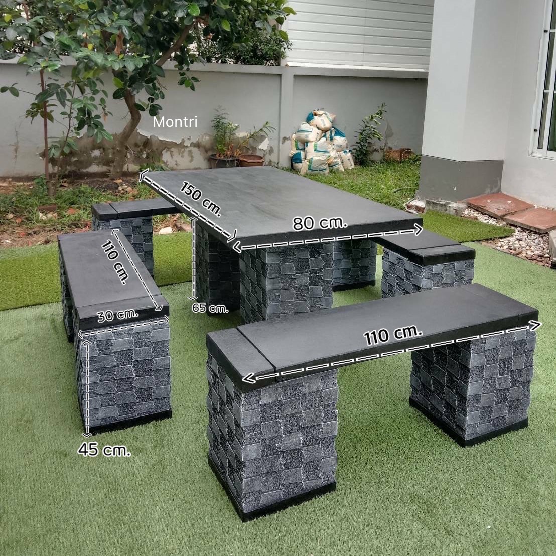 โต๊ะสนามกลางแจ้ง ชุดโต๊ะสนาม โต๊ะสนาม ชุด 8 ที่นั่ง สไตล์โมเดิร์น ขนาด 150*80 cm.