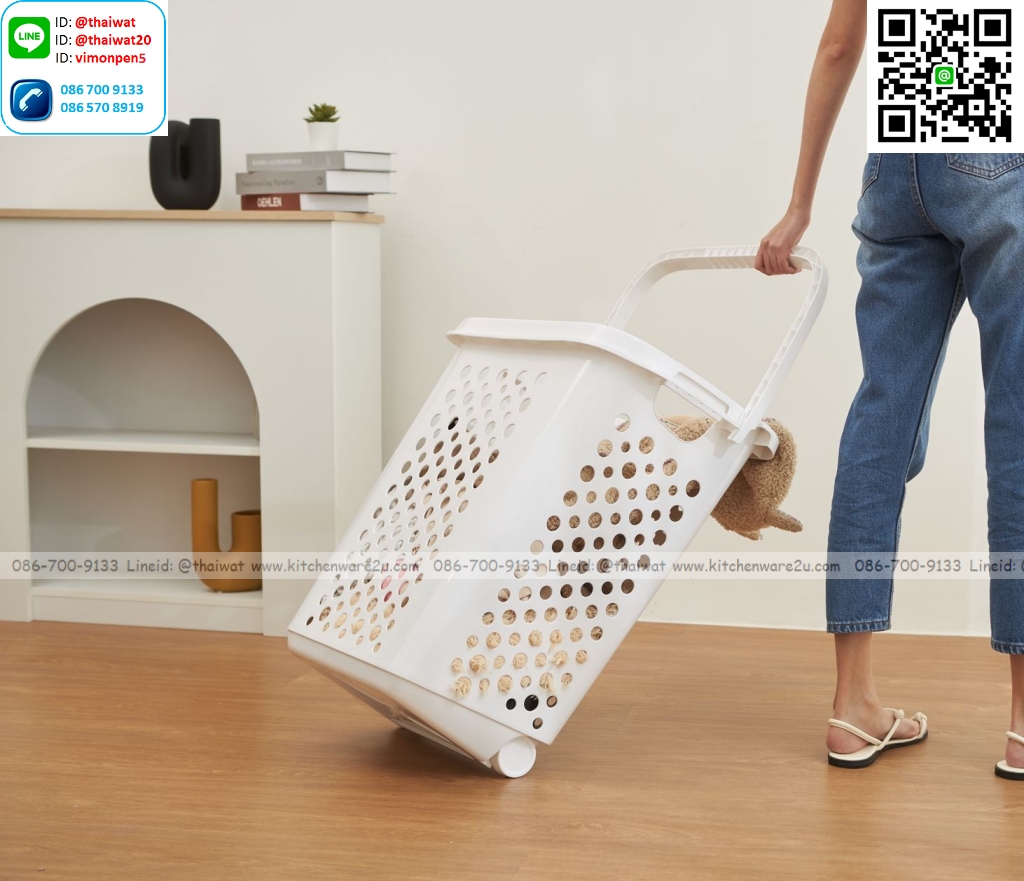 P13565 ตะกร้าเอนกประสงค์ มีล้อ (ุ39.5*50.5*63.5 cm) No.5025 เกรดเอ (ราคาขายส่งต่อ 1 โหล: 12 ตัว :เฉลี่ย 265 บต่อใบ)