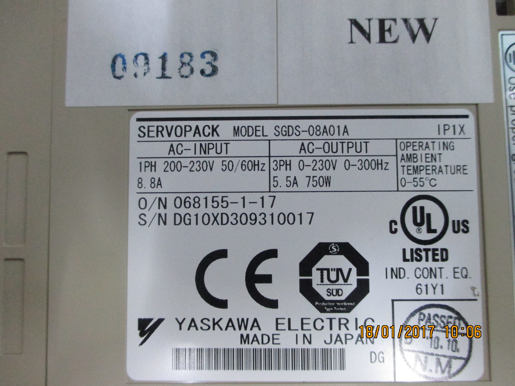 SGDS-08A01A DRIVE "YASKAWA"