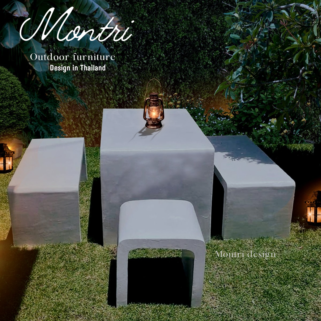 ชุดโต๊ะสนาม โต๊ะสนาม โต๊ะปูนซีเมนต์สไตล์ลอฟท์ รุ่น BigLoft สีปูนลอฟท์สีขาว สินค้าผลิตจากปูนซีเมนต์ แข็งแรง