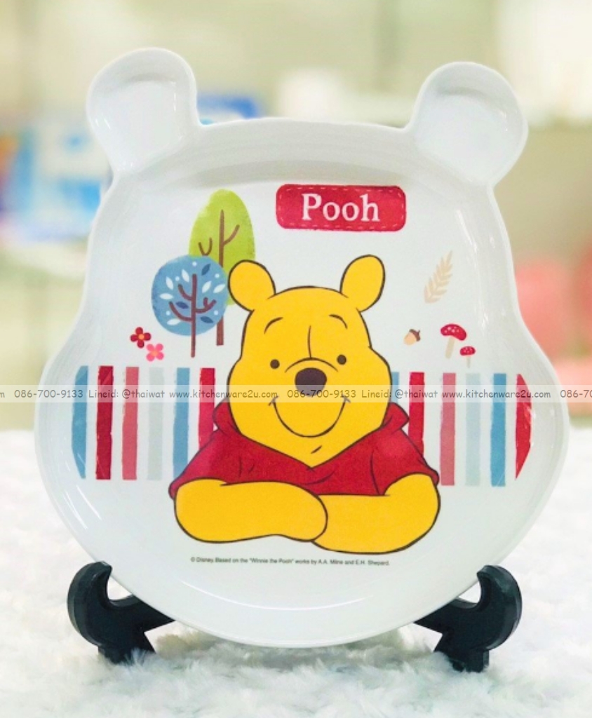 P09055 จานหลุม 7.5 นิ้ว ลายหน้าหมีพูห์ เมลามีนและลิขสิทธิ์แท้ Flowerware เครือซูปเปอร์แวร์ No.P6082-7.5 (ราคาขายส่งต่อ 12 ใบ: เฉลี่ย 150 บต่อใบ)